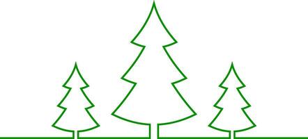 Christmas trees one line drawn pattern new year vector