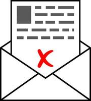 Envelope letter bad sad news red cross document rejected vector