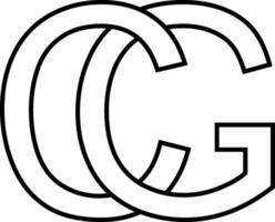 logo firmar GC cg icono firmar entrelazado letras C sol vector