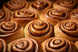 Fresh homemade Cinnamon rolls or Cinnamon buns, AI Generated photo