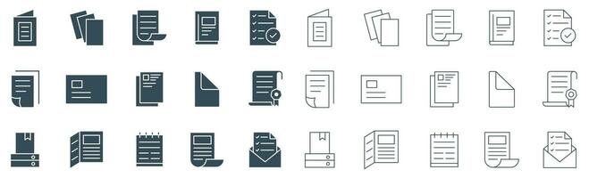 File document line icon set. collection of paper and files, management icons vector illustration