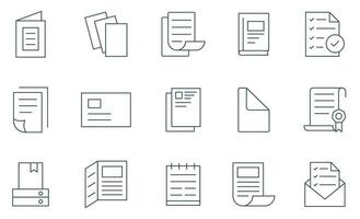 File document line icon set. collection of paper and files, management icons vector illustration