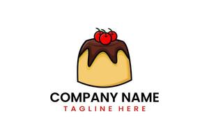 Flat cake pudding icon symbol logo template vector