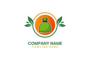 Flat nature money bag logo icon template design vector