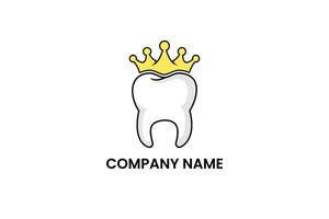 Flat tooth dental king icon symbol logo template vector
