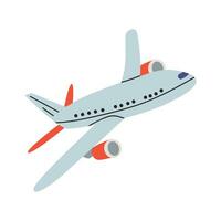 Airplane. Passenger airplane hand drawn.  White isolated background. Vector illustration.