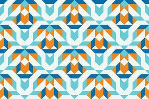 Geometric seamless pattern with blue and orange color. Simple regular background. vector