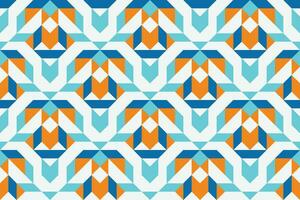 Geometric seamless pattern with blue and orange color. Simple regular background. vector