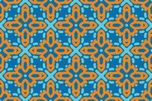 Fabric seamless pattern with blue and orange color vector