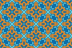 Fabric seamless pattern with blue and orange color vector