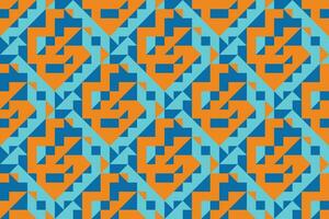 Geometric seamless pattern with blue and orange color. Simple regular background. vector