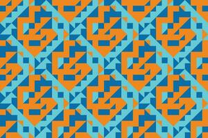 Geometric seamless pattern with blue and orange color. Simple regular background. vector