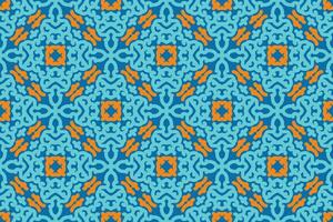 Fabric seamless pattern with blue and orange color vector