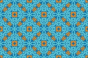 Fabric seamless pattern with blue and orange color vector