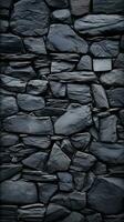 Black stone wall texture background. ai generated photo