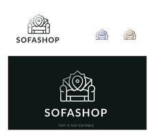 luxury sofa logo design - couch logo design with gradient and black background vector