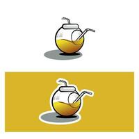 jug of juice sticker - juice and pipe vector illustration