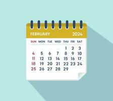 february 2024 calenadar leaf calendar 2024 in flat vector