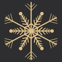 Golden snowflake crystal elegant line christmas decoration on dark background,winter ornament frozen element. Vector illustration