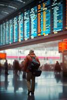 Business people rushing in the lobby of the airport, AI Generated photo