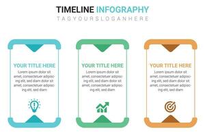 conjunto de 3 paso cronograma infografía pasos en realista estilo vector