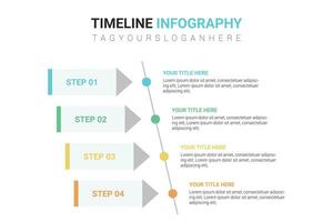 Linear timeline infographics with colored presentation 4 step template vector