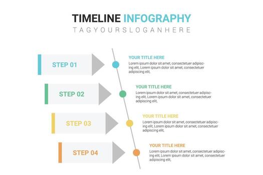 lineal cronograma infografia con de colores presentación 4 4 paso modelo vector