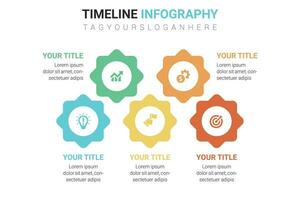 Business data visualization abstract elements of cycle diagram with 5 steps options parts or process vector