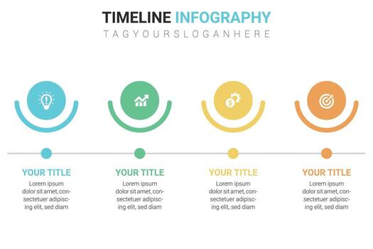 lineal cronograma infografia con de colores presentación 4 4 paso modelo vector