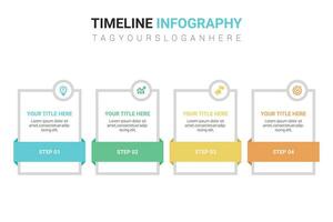 Linear timeline infographics with colored presentation 4 step template vector