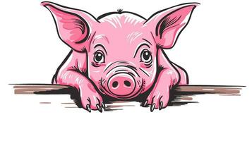 Adorable Pig Image Discover the Charm of a Playful and Cute Farm Animal vector