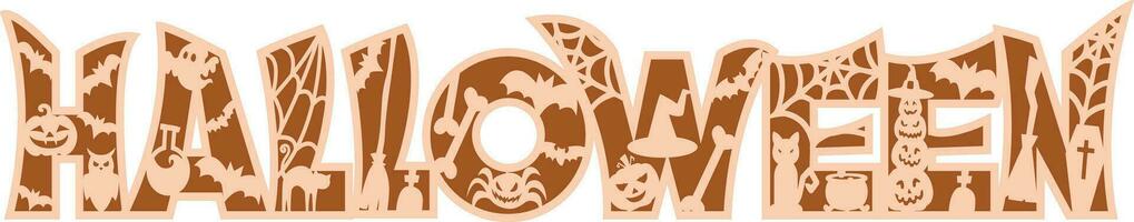 HALLOWEEN Digital multilayer layout files are specially prepared for the laser cut. The product of a Halloween sign made using a laser cutting machine could be a decorative sign. vector