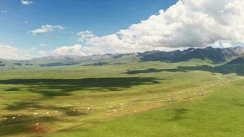 Vast grasslands and mountains in a fine day. video