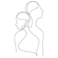 couple one line complexity and diversity concept thin line illustration vector