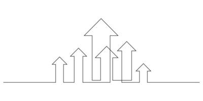 flechas arriba dirección uno línea crecimiento exitoso concepto ilustración vector