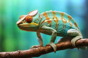 colorful panther chameleon in wild nature, AI Generated photo