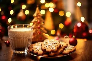 Navidad galletas y cacao, ai generativo foto