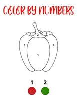 Coloring by numbers. Fun for kids. Color the pepper vector