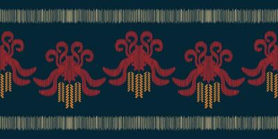 Ethnic Ikat fabric pattern geometric style.African Ikat embroidery Ethnic oriental pattern blue background. Abstract,vector,illustration.Texture,clothing,frame,decoration,carpet,motif. vector
