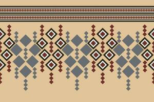 Ethnic Ikat fabric pattern geometric style.African Ikat embroidery Ethnic oriental pattern brown cream background. Abstract,vector,illustration.Texture,clothing,frame,decoration,carpet,motif. vector