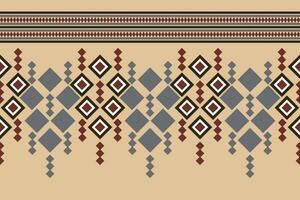 Ethnic Ikat fabric pattern geometric style.African Ikat embroidery Ethnic oriental pattern brown cream background. Abstract,vector,illustration.Texture,clothing,frame,decoration,carpet,motif. vector