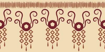 Ethnic Ikat fabric pattern geometric style.African Ikat embroidery Ethnic oriental pattern brown cream background. Abstract,vector,illustration.Texture,clothing,frame,decoration,carpet,motif. vector