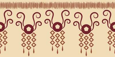 Ethnic Ikat fabric pattern geometric style.African Ikat embroidery Ethnic oriental pattern brown cream background. Abstract,vector,illustration.Texture,clothing,frame,decoration,carpet,motif. vector