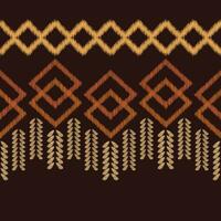 Ethnic Ikat fabric pattern geometric style.African Ikat embroidery brown Ethnic oriental pattern brown background. Abstract,vector,illustration.Texture,wallpaper,frame,decoration,carpet,motif. vector
