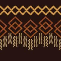 Ethnic Ikat fabric pattern geometric style.African Ikat embroidery brown Ethnic oriental pattern brown background. Abstract,vector,illustration.Texture,wallpaper,frame,decoration,carpet,motif. vector