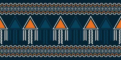 Ethnic Ikat fabric pattern geometric style.African Ikat embroidery Ethnic oriental pattern blue background. Abstract,vector,illustration.Texture,clothing,frame,decoration,carpet,motif. vector