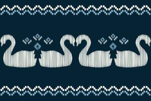 Ethnic Ikat fabric pattern geometric style.African Ikat embroidery Ethnic oriental pattern blue background. Abstract,vector,illustration.Texture,clothing,frame,decoration,carpet,motif. vector