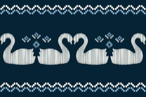 Ethnic Ikat fabric pattern geometric style.African Ikat embroidery Ethnic oriental pattern blue background. Abstract,vector,illustration.Texture,clothing,frame,decoration,carpet,motif.