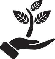 Plant in hand icon vector