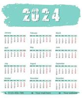 2024 Calendar design vector